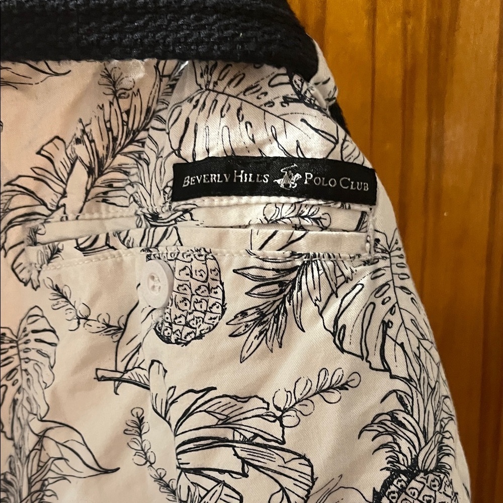Beverly Hills Polo Club Monochrome Leaf Pattern Shorts - Picture 5 of 6